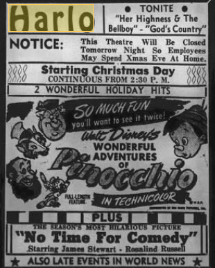 Harlo Theater - Dec 23 1946 Ad